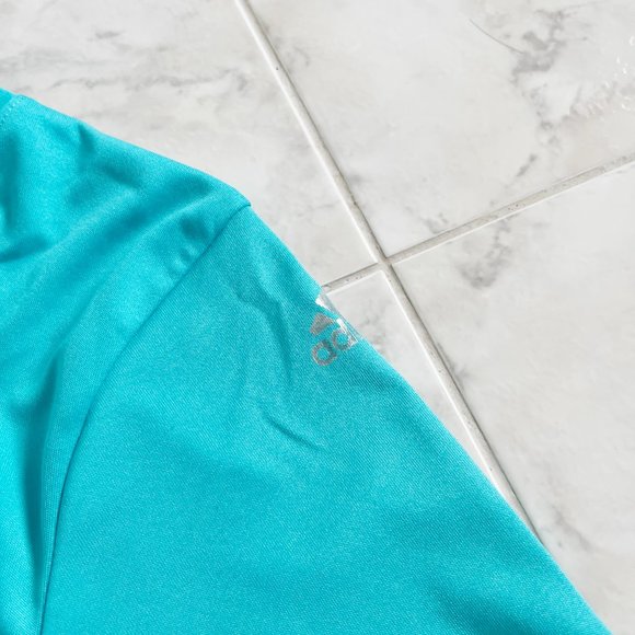 adidas Climalite Short Sleeve Athletic Blue Logo Tee Shirt Girls Large (12/14) - Picture 4 of 5